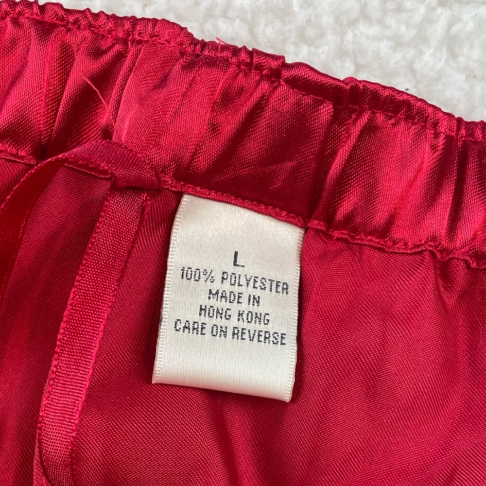 (VTG) PRIVATE LUXURIES • 3-Piece Red Satin Embroidered Pajama Set, L - Picture 14 of 16